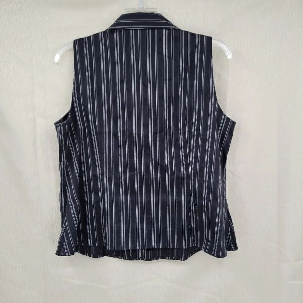 Y2K Women's Black Pinstripe Women's Plus Size 3X Corporate Gothic Tank Top - Picture 5 of 13